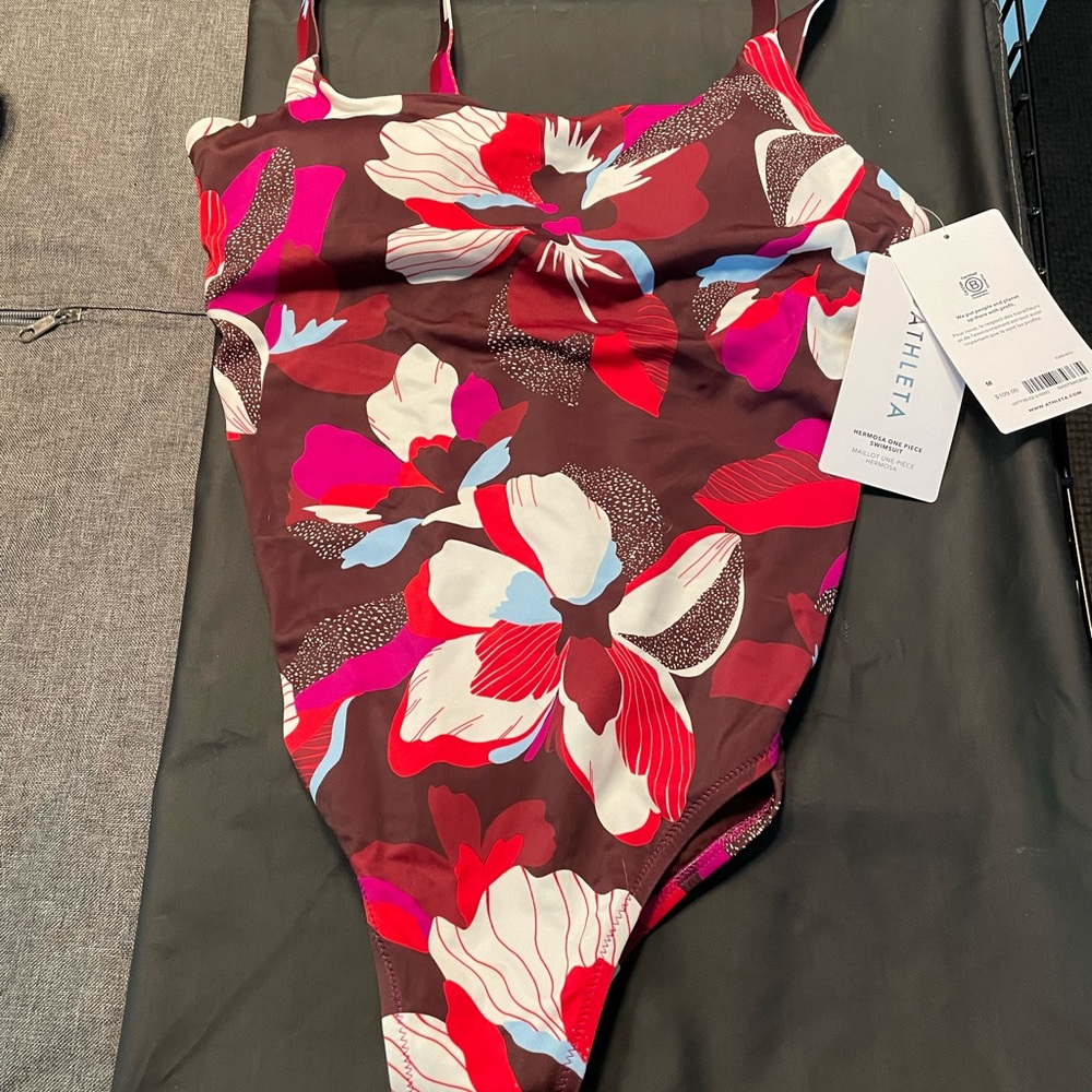 NWT Athleta Hermosa one piece swimsuit - MEDIUM - bloom decadent chocolate - Picture 3 of 6